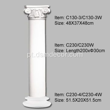 Capitais de colunas iônicas decorativas de PU
